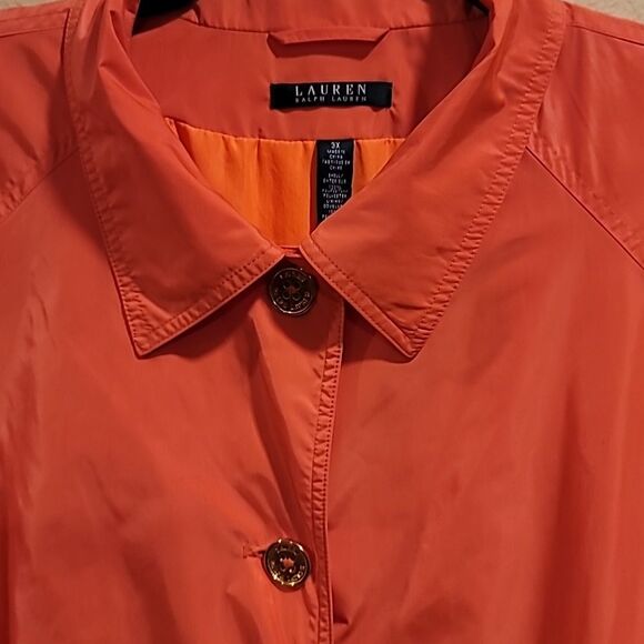 Lauren Ralph Lauren 3x Vibrant Orange Rain Coat - Picture 3 of 6
